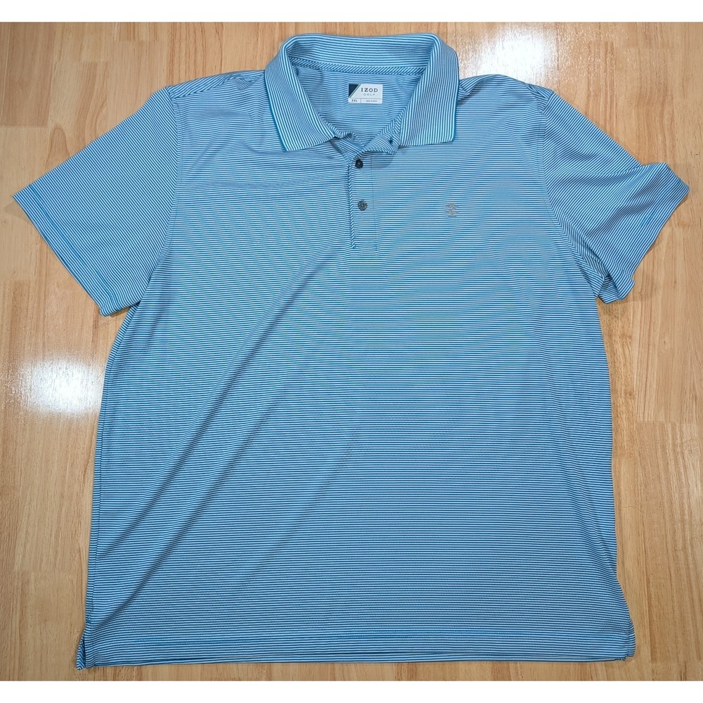 IZOD Golf Blue Striped Polo Shirt Men's XXL